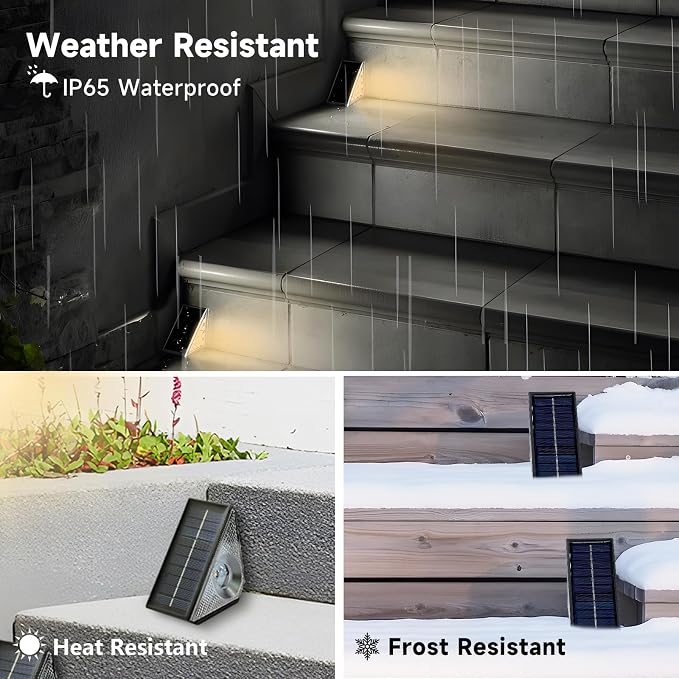 Solar Step Deck Lights Outdoo: 16 Pack Solar Step Light, Waterproof Warm White/7 RGB Color Glow Solar Fence Lights for Patio Stairs Post Pathway Porch Driveway Garden Decor