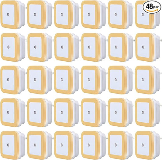 Tuanse 48 Pack LED Night Lights Plug into Wall Smart Sensor Sensor Automatic Night Lamp Nightlights Accessories for Bedroom Bathroom Toilet Stairs Kitchen Hallway(Orange)