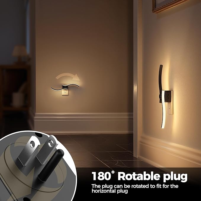 Briignite Night Lights Plug into Wall 2 Pack, Wall Sconce Night Light with Dusk to Dawn Sensor, Dimmable Night Light Plug in, 1W 3000K Soft White for Adults Kids Room Bedroom Bathroom Hallway Kitchen