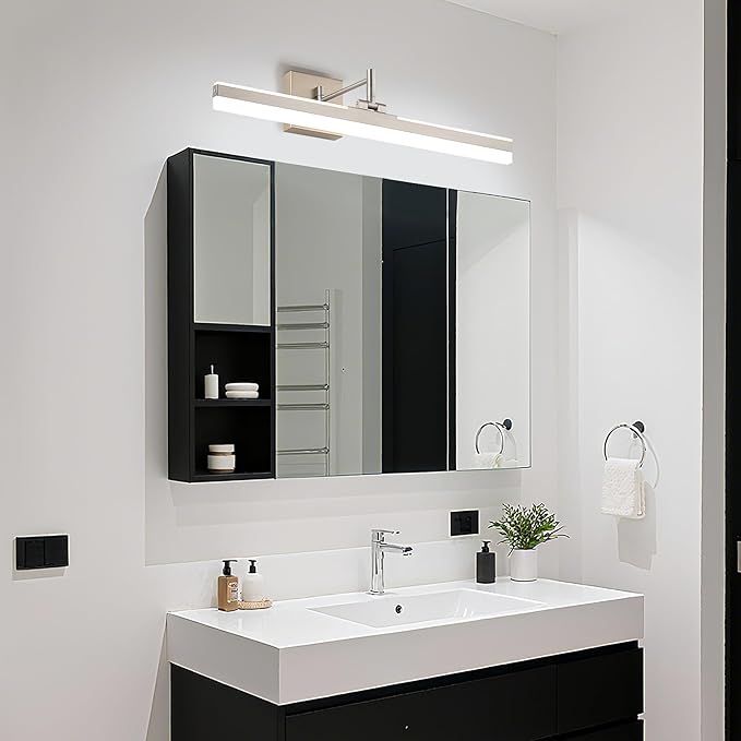 Modern LED Vanity Light Fixture,Brushed Nickel 23.6‘’ 5CCT DimmableAdjustable & Rotatable Bathroom Light Fixture Above Mirror, Wall Sconce