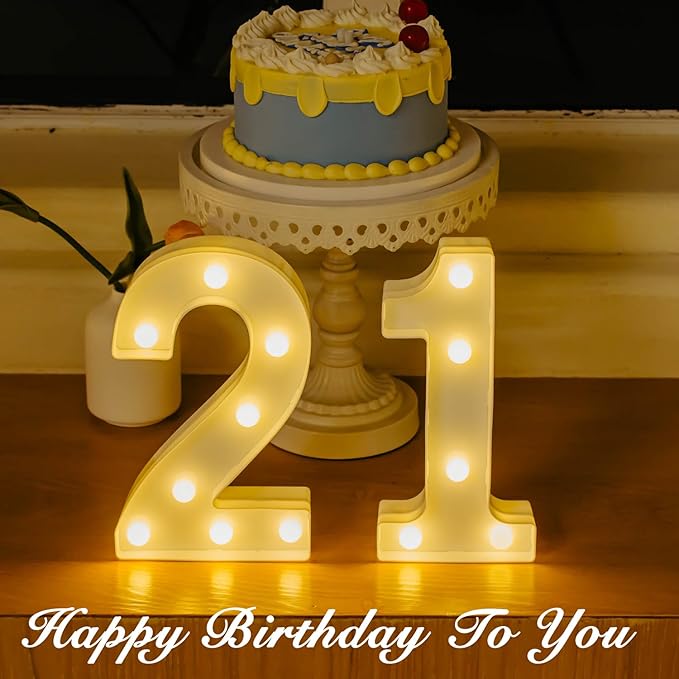 LED Marquee Numbers, Small Light Up Numbers for Party, 8.58 Inch Battery Powered Lighted Number for Birthday, Night Light, Table or Home Decor (Number 2)