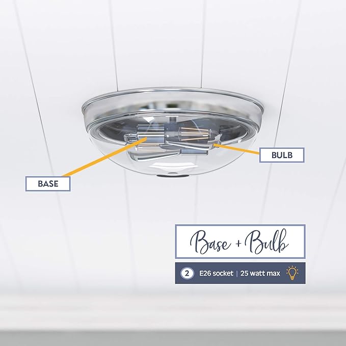 Prominence Home Madalyn 13" Brushed Nickel Flush Mount Seeded Round Glass Ceiling Light - 51542-01