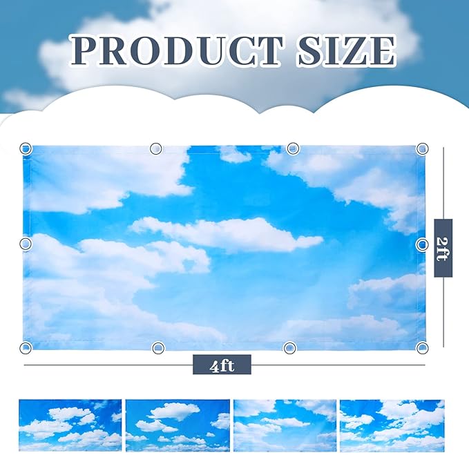 ROCEEI 8 Pack Fluorescent Light Covers, 4 x 2 Feet Magnetic Cloud Covers for Ceiling Classroom Light, Reduce Glare, Easy Install, Filters for School, Home, Office, Hospitals Cubicle Decor