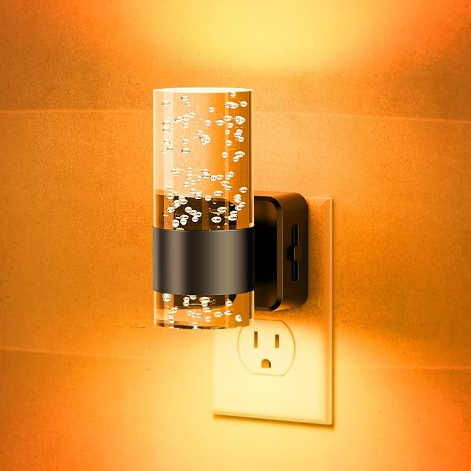 JandCase Night Light, Automatic Night Lights Plug into Wall, Dimmable LED Night Light with Adjustable Brightness, Night Lights Plug in with Auto Light Sensor, Amber for Bathroom Hallway Decor