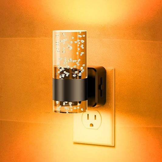 JandCase Night Light, Automatic Night Lights Plug into Wall, Dimmable LED Night Light with Adjustable Brightness, Night Lights Plug in with Auto Light Sensor, Amber for Bathroom Hallway Decor