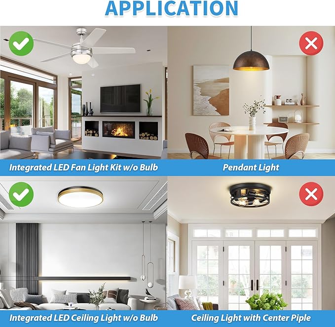 4 Inch Ceiling Fan LED Light Replacement, 18W 6000K 2200LM LED Ceiling Fan Light Kit, Round Ceiling Fan Light Kit Replacement, 120V, CRI90, Dimmable (Natural Daylight)