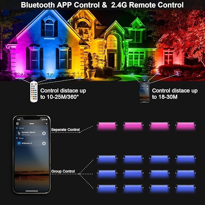2 Pack 50W 2.4G Remote Control RGB Wall Washer Light with Remote Control & APP Control, for Birthday Party, Garden Lighting, Wall Display, Hotel, Building, Commercial Lighting