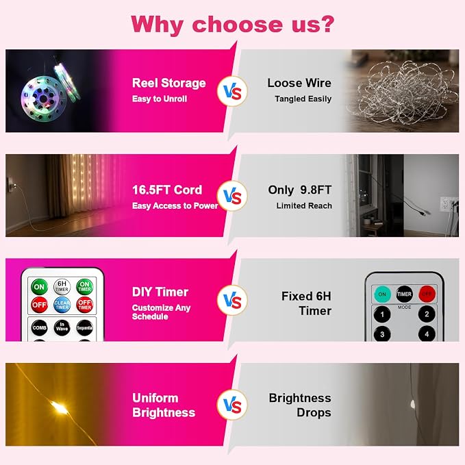 HXWEIYE 300LED Untangled Curtain Lights, 9.8x9.8Ft USB Fairy Twinkle String Lights with Remote and DIY Timer, 8 Modes Window Wall Hanging Light for Bedroom Dorm Backdrop Room Decor, Multicolor