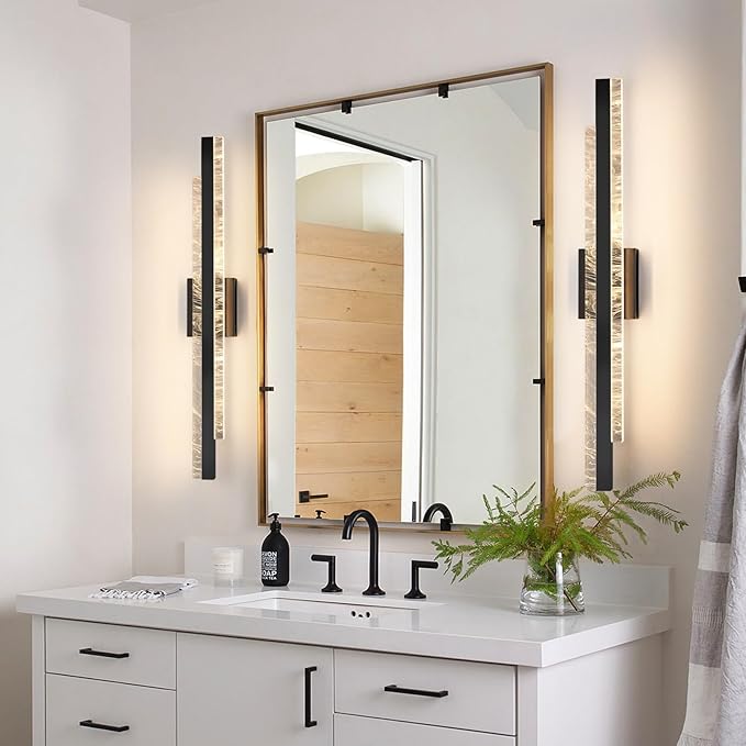 Modern Bathroom Vanity Light: Matte Black 32 inch 28W Dimmable LED Bath Bar Light Fixtures Over Mirror - Wall Sconce Picture Lights for Paintings Cabinets Bedroom 3000k
