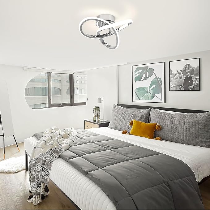 CANEOE Hallway Ceiling Light Modern Led Ceiling Light Fixtures,4500K Daylight White Close to Ceiling Lamps for Bedroom Bathroom Kitchen Balcony Laundry Room Stair Aisle Ceiling Lighting Curved Design