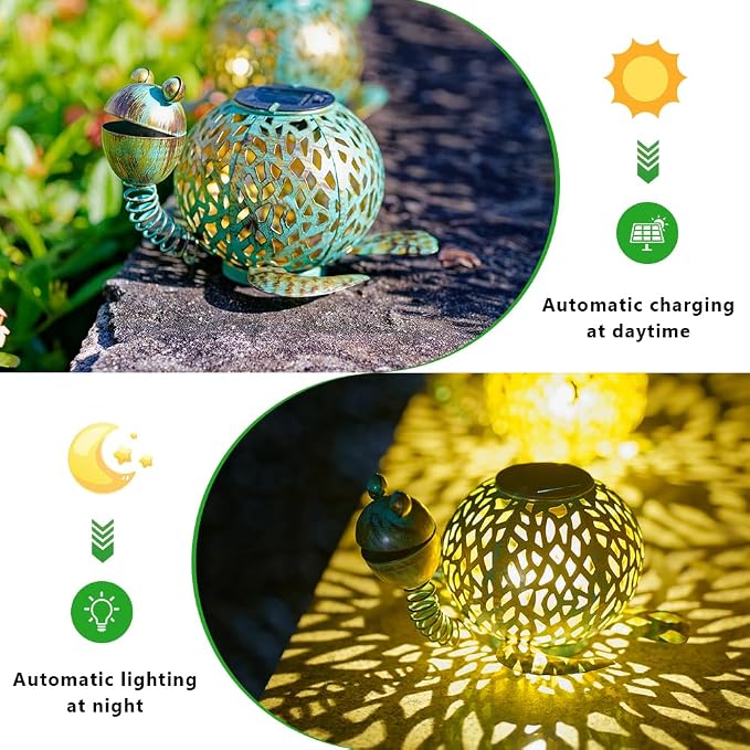 Solar Lanterns Outdoor Waterproof, 2 Pack Tortoise Garden Lights Staked Solar Powered Lanterns for Yard Patio Pathway, 2025 Gardening Lovers Mom Gifts