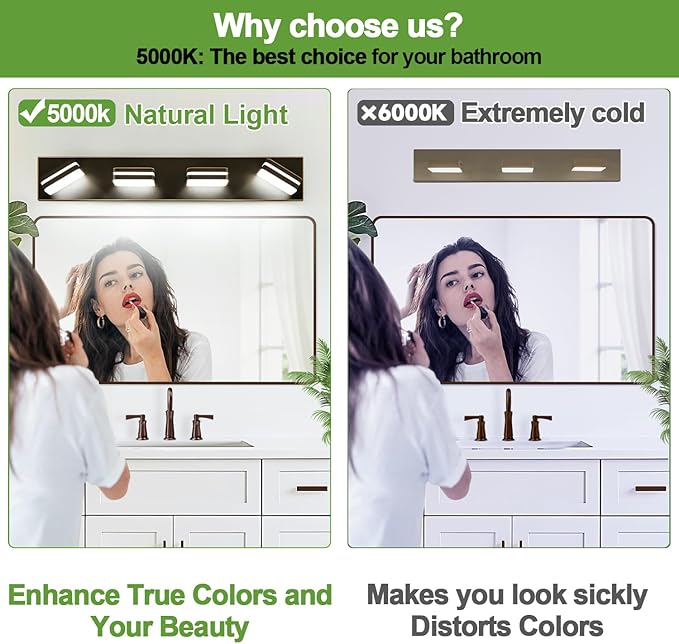 360° Rotate LED Bathroom Vanity Light Fixtures, 1600LM Acrylic Brown and Gold Vanity Lights for Bathroom, Modern Wall Lighting Fixtures Over Mirror Kitchen Living Room (Natural White Light 5000K)