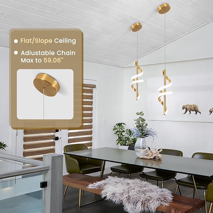 CANEOE Gold Pendant Light Fixtures, Adjustable Modern Pendant Lights Kitchen Island Small Pendant Lighting for Kitchen Island Dining Room Living Room Bedroom Hanging Light Fixtures,1 Pack (Gold,6000K)