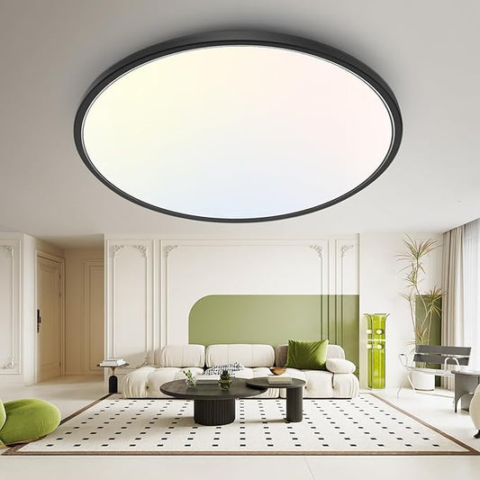 hepside 15.8INCH Big Dimmable Flush Mount Ceiling Light Fixture Black, 3CCT 3000/4500/6000K Ceiling Lamp, 36W 4200LM Super Bright Low Profile Light for Bedroom, Kitchen, Bathroom, Hallway