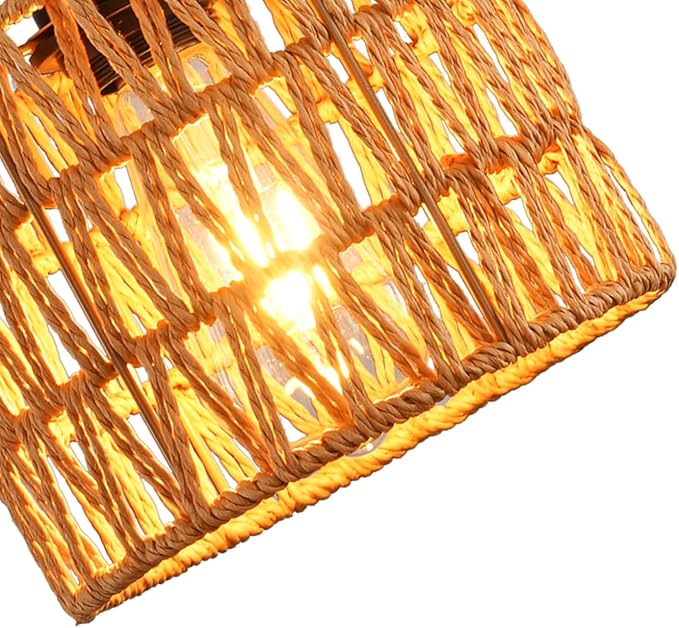 Ceiling Light Fixture,Hand-Woven Rattan Flush Mount Ceiling Light,Farmhouse Light Fixtures Ceiling Mount Boho for Hallway Bedroom Kitchen Entryway Living Room