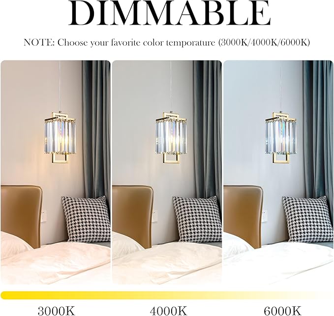 Modern Crystal Pendant Light Fixture 3-Pack Gold Stainless Steel Hanging Lighting Crystal Chandelier for Kitchen Island Lving Room Bedroom
