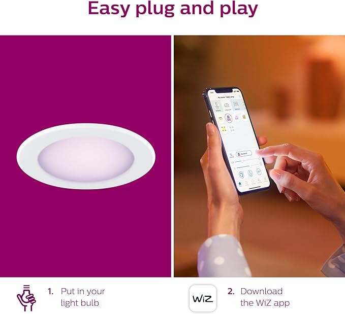 Philips Smart 5-6 Inch Retrofit Recessed Downlight 1-Pack, 1150 Lumens, LED Color Changing Lights, Connects to Wi-Fi, Control with Voice or App, Powered by WiZ Connected