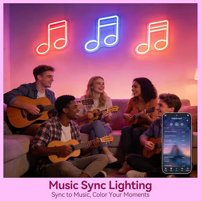 LED Neon Lights, 16.4FT RGB Neon Rope Lights App Control,IR Remote,Music Sync,IP67 Waterproof,Flexible DIY Design for Bedroom,Living Room,Gaming Room,Party,Outdoor,Christmas Decor