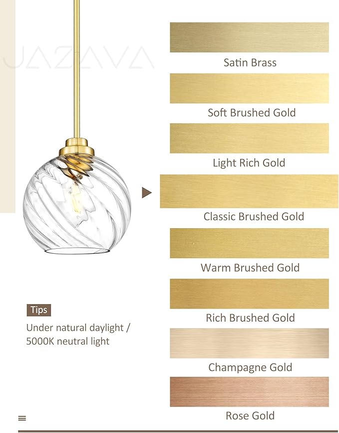 8 Inch Modern Farmhouse Pendant for Kitchen Island, Adjustable Height Hanging Fixture with Ribbed Glass, Gold Finish, Dining Room Entryway - PL101SBG-L