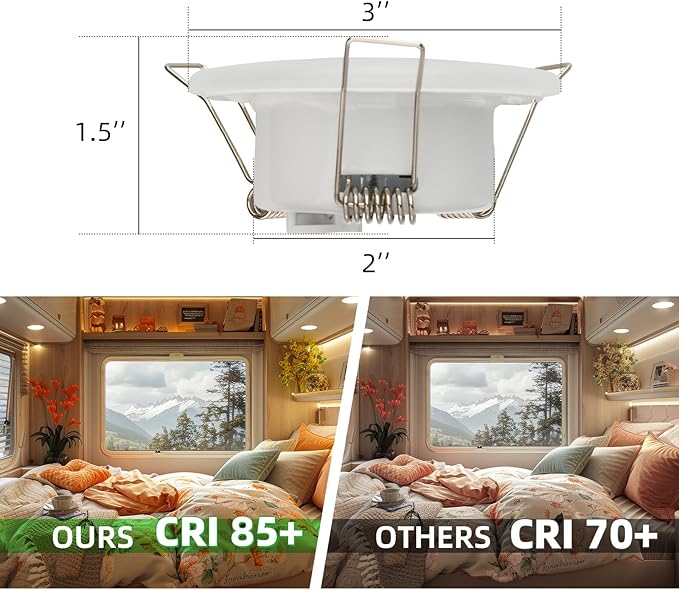 RV Recessed Ceiling Light, 3Inch RV Puck Light 12V, 400LM RV Light Interior, Camper Light Fixture for RV Motorhome Caravan Trailer Boat