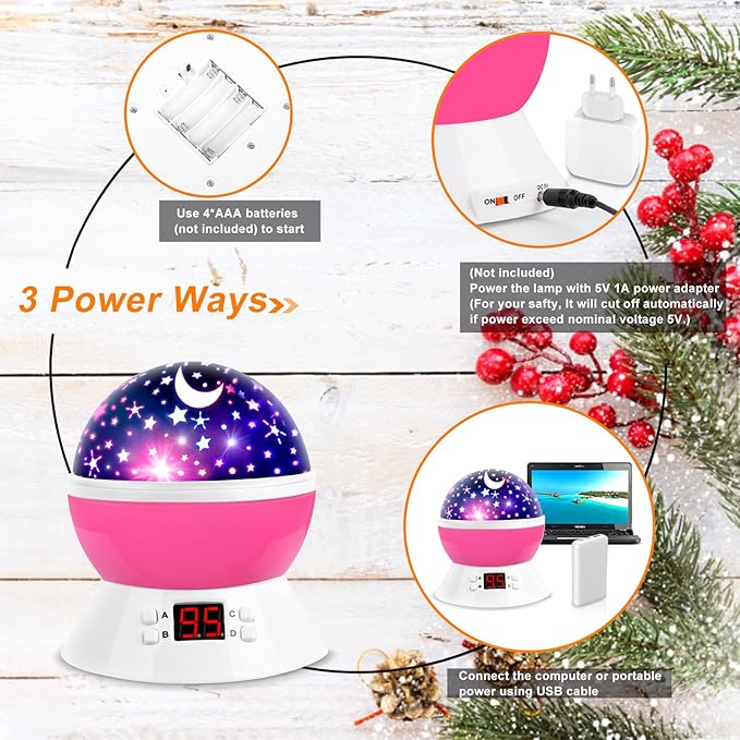 Unicorn Star Projector for Kids, 360° Rotating Night Light Lamp with Timer, Stars Ceiling Projection for Girls Room, Birthday Unicorn Gift for Girls Age 3-8, Bedroom Night Light for Kids