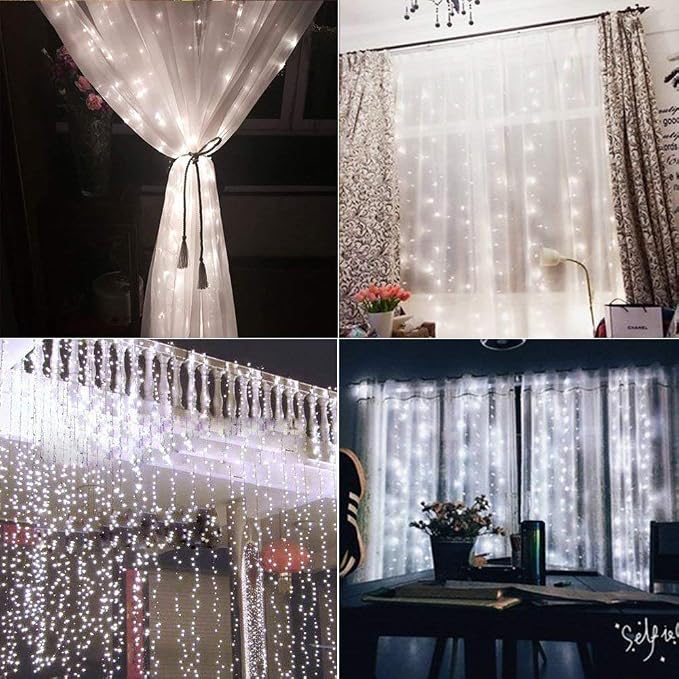 Geanmoki 306 LED Window Curtain String Light Wedding Party Home Garden Bedroom Outdoor Indoor Wall Decorations