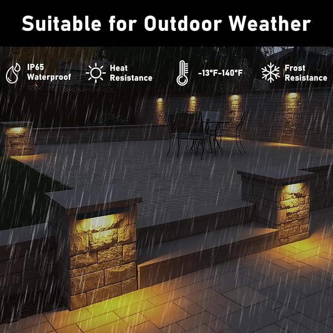 Kaqur 8 Pack 12 Inch Retaining Wall Lights, LED Hardscape Lighting 12V AC/DC Low Voltage IP65 Waterproof, 2700K Soft White Outdoor Landscape Lights for Patio Wall Stairs, ETL Listed