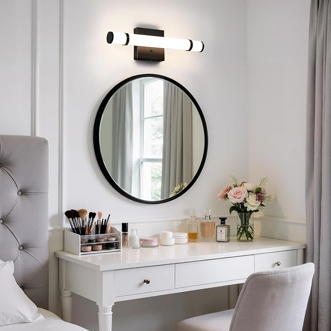LED Bathroom Light Fixtures Over Mirror 15.4 Inch 10W Black Vanity Light Bar for Bathroom, 5CCT Dimmable Modern Indoor Bath Sconces Wall Lighting for Bedroom Living Room(Built-in Dimmer)