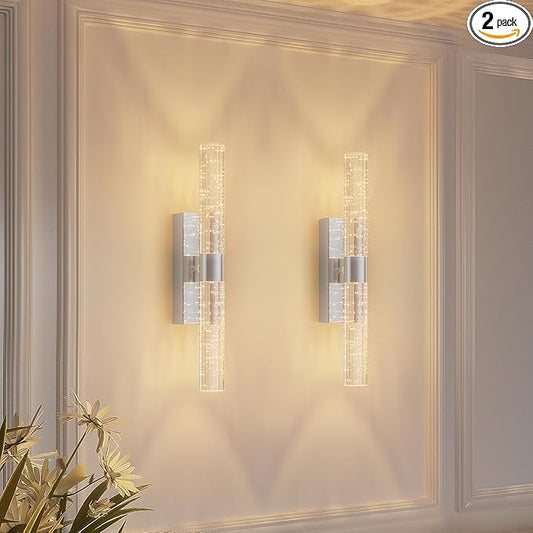 camuucci Battery Operated Wall Sconces Set of 2 Rechargeable Battery Powered Wall Light with 12000mAh Not Hardwired Dimmable Wall Lamp Fixtures for Bedroom Living Room Silver 20.9 Inches