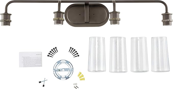 Kichler Braelyn 44" 4 Light Vanity Light with Clear Seeded Glass Olde Bronze®
