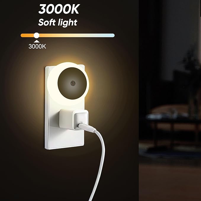 LED Night Light, Night Lights Plug into Wall, Auto Dusk to Dawn Sensor Night Lamp Led Night Light for Bedroom, Bathroom, Hallway Stairs (Warm White, 4 Pack)