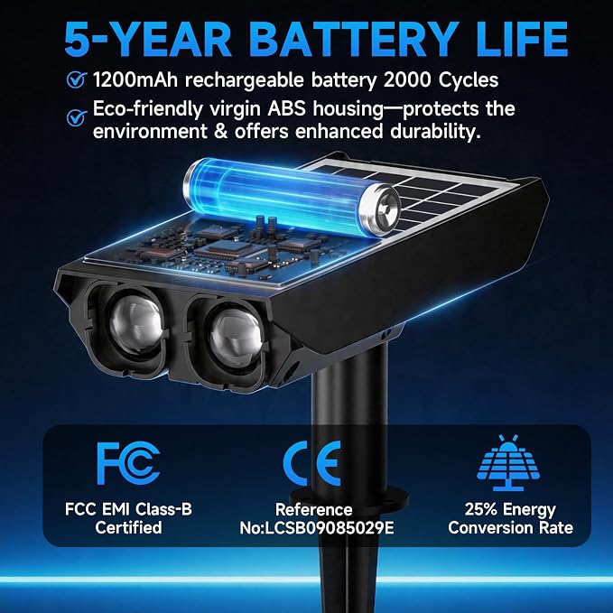 RGB Solar Spot Lights : 2 IN 1 Solar Lights Outdoor with 8 Lighting Modes & PC Light Guide Column for Tree Garden Yard Pathway | RGB Color Changing Landscape Lights | IP65 Waterproof | 12 Pack
