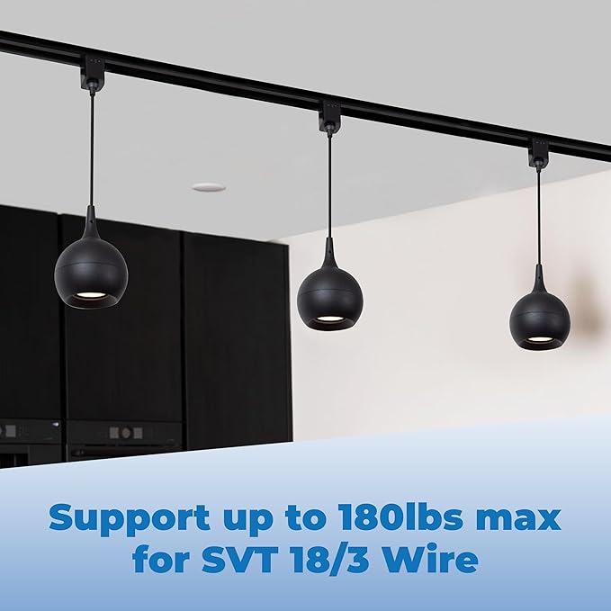 OHLECTRIC Pendant Track Adapter - H Track Adapter Supports 10 Lbs, SVT 18/3 Wire - Black, Pack of 4 - OL-44074-4