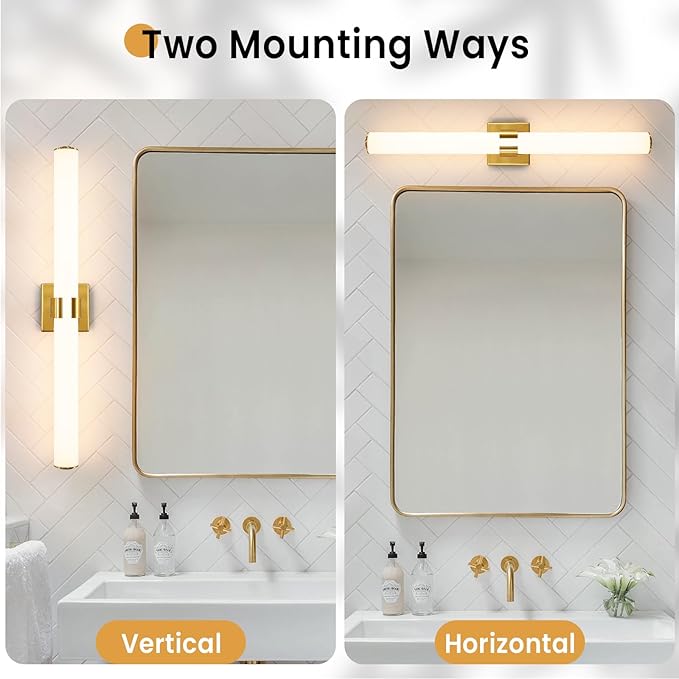 AIJIASI Gold Bathroom Light Fixtures Over Mirror - 31inch Vanity Light Fixture 28W 5CCT Dimmable LED Bathroom Sconce with Acrylic Shade Vanity Light Bar for Mirror Bedroom Living Room