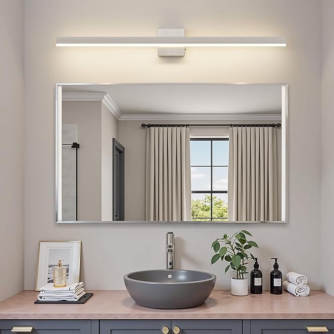 Nickel Bathroom Vanity Light 39.4 inch, 30W Dimmable 5CCT LED Bathroom Light Fixture Over Mirror Restroom-ETL Certificated