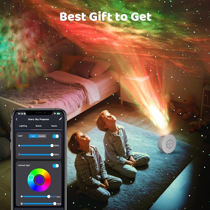 Galaxy Projector,Star Projector,Northern Lights Projector with 6 Film Discs,24H Timer,White Noises,Bluetooth Speaker,Smart APP&Voice Control,LED Starlight Night Light Projector for Kids Bedroom