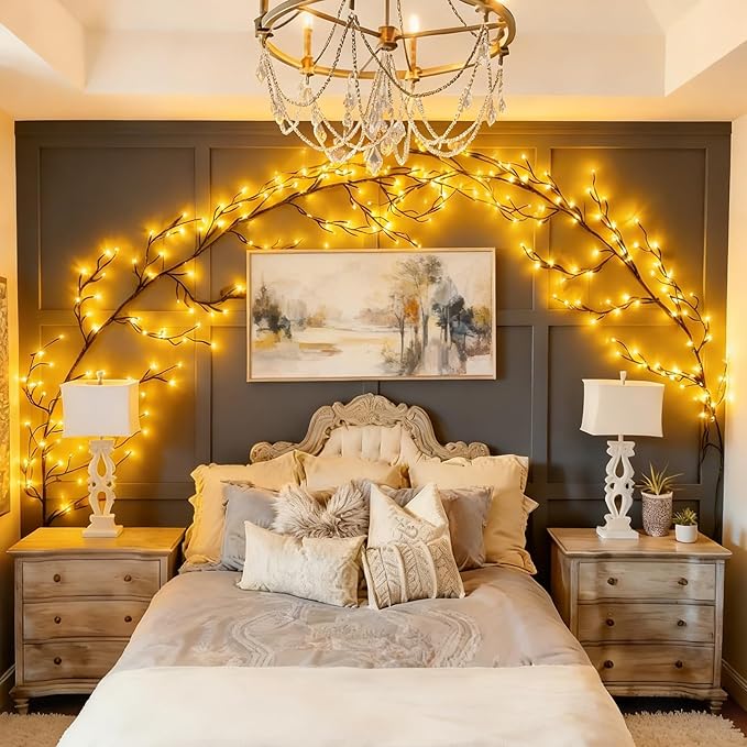 Enchanted Willow Vine Lights for Wall: 7.5FT led Twinkling Tree Branch Light for Living Room and Bedroom Home Decor-Warm White Twinkle Tree Lights Lighted Garland for Halloween Christmas Holiday Decor