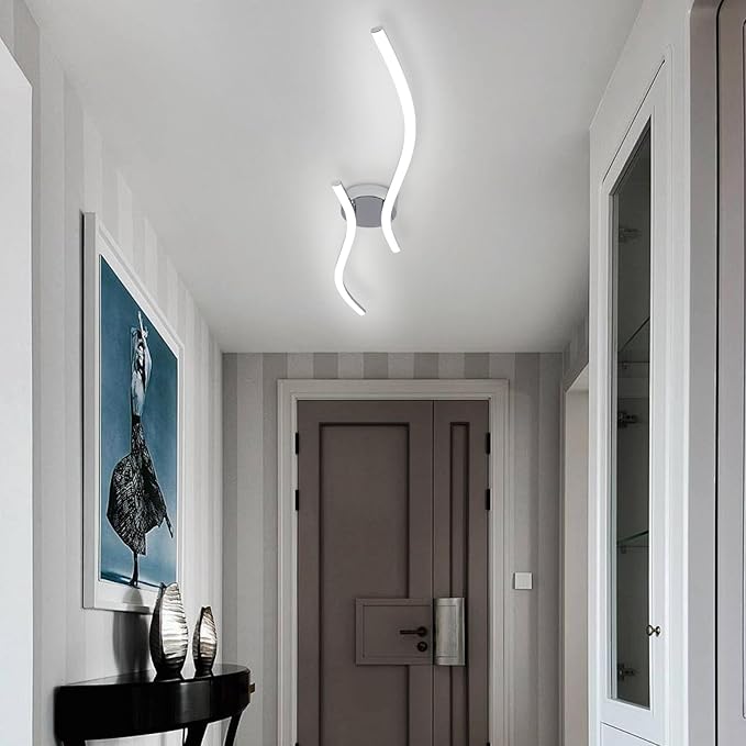28W Chrome Linear Ceiling Light Modern LED Ceiling Light Fixture 6000K Aluminum 39.37Inch Long Ceiling Lamp for Hallway, Kitchen, Bedroom, Dining Room
