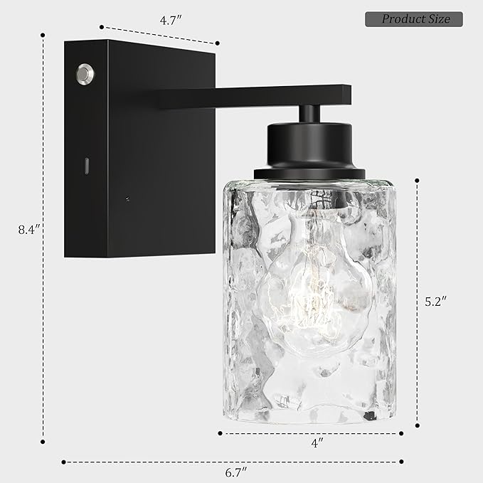Rayogale Battery Operated Wall Sconce Set of 2, Black Wireless Wall Lights with Timer Function, Easy Install Dimmable Rechargeable Wall Lamps for Living Room, Bedroom, Hallway, Entryway Decor 3000K