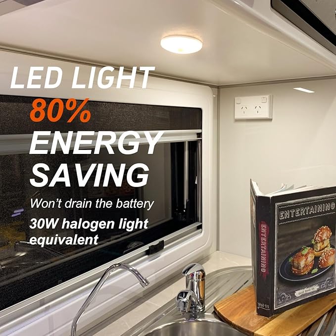 Dream lighting RV Lights LED Dome Light with Push Button 12v Interior Ceiling Light 3500K White Lighting for RV Trailer Boat, 4.5 inch 5.4 watts, 320 lumens, Pack of 1