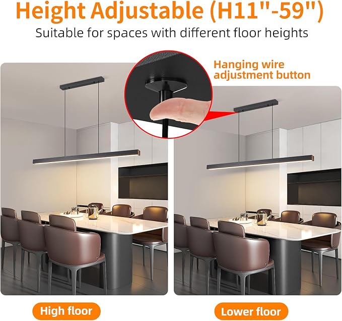 Modern 2-Light Chandelier, 39IN+39IN Pendant Light Fixtures Hanging with Remote Control 3000k-6500K Adjustable Color Temperature，Aluminum Island Lighting Lamp for Dining Room, Living Room