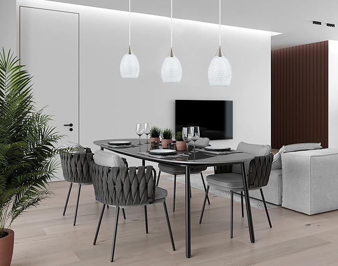 Glassland Pendant Light, 1 Light Kitchen Lighting in Brushed Nickel with White Glass, ETL Listed
