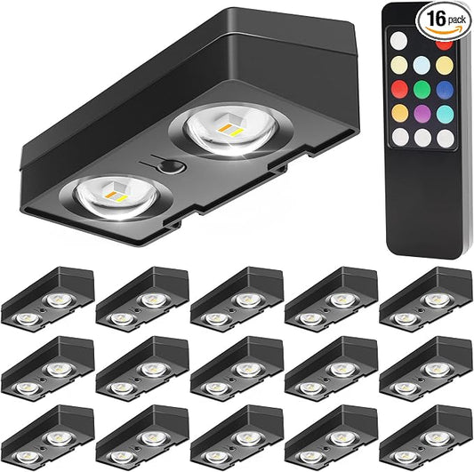 VOLISUN Solar Fence Lights with Remote Control, 50 Lumen LED Fence Lights Solar Powered, IP65 Waterproof, 10 RGB Color Long-Lasting Solar Lights for Backyard Garden Deck Patio Railing (16 Pack)