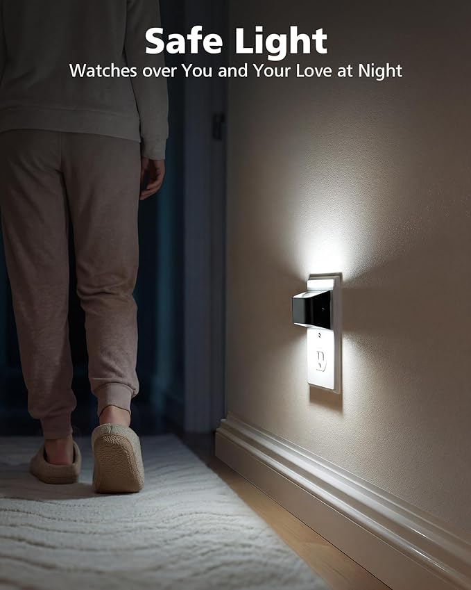VOLISUN LED Night Light Cool White, 4 Pack Up and Down Night Lights Plug into Wall with Dusk to Dawn Light Sensor, 6000K Nightlight for Hallway, Bedroom, Bathroom, Kitchen Black