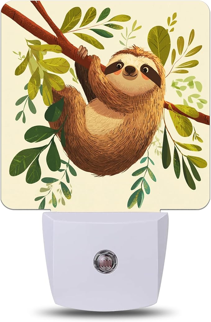 Cute Sloth Night Light, Dusk to Dawn Nightlight with Auto Sensor Lamp Home Indoor Stairway Kitchen Corridor, Night Lights Plug Into Wall Decorative for Boys Girls Women Men Room Gifts