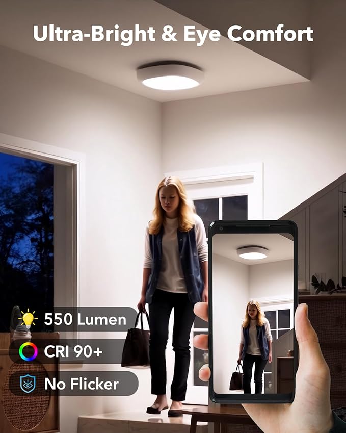 Rechargeable Shower Lights for Inside Shower, 12000mAh Motion Sensor Wireless RGB Ceiling Light with Remote No Wiring, Battery Operated Closet Lights Cordless LED Overhead Lighting for Bathroom