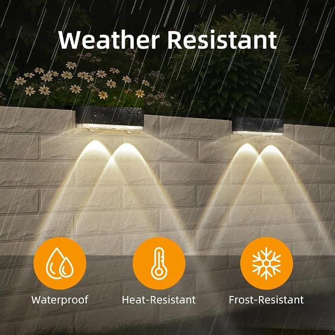 Peasur 8 Pack Solar Fence Lights Outdoor, Deck Light Solar Powered, IP65 Waterproof Led Riling Solar Lights for Outside Yard Step, Cool White