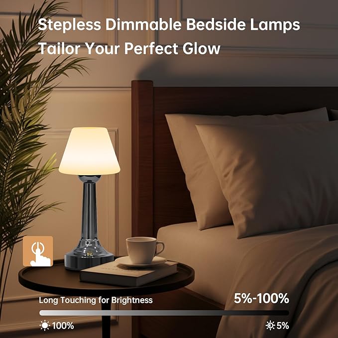 TRRMEZY Shower Lamp Waterproof Bathroom Lamp for Inside Shower Bathtub, 18-Hour Rechargeable Cordless Shower Light, 3-Color Temps Touch Dimmable Light, Small Relaxing Spa Night Lamp for Bathroom
