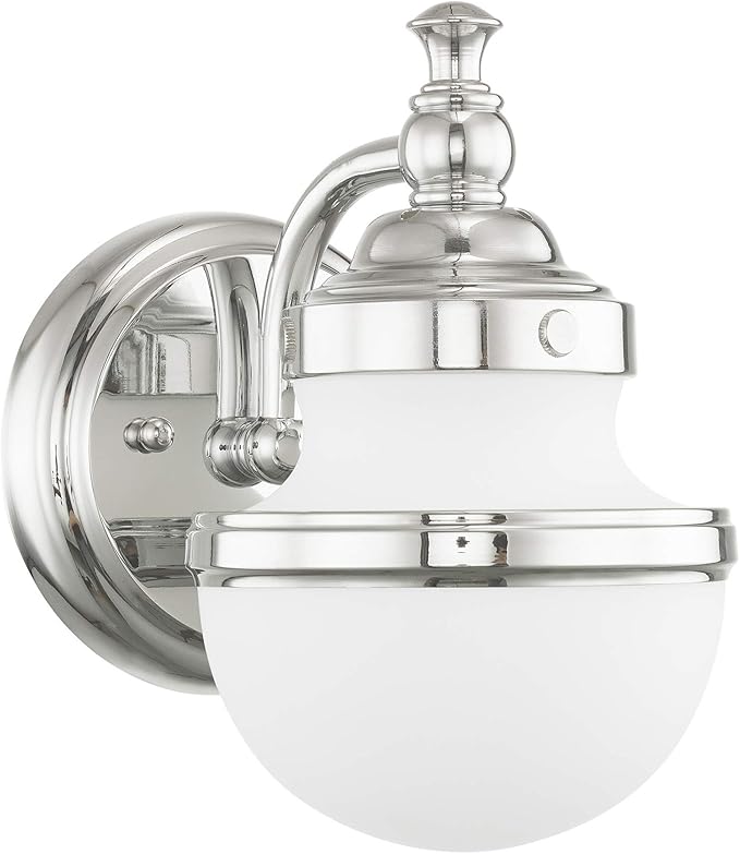 Livex 5711-05 Transitional One Light Bath Vanity from Oldwick Collection Finish, Polished Chrome