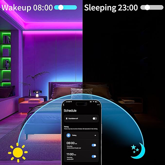 KSIPZE Smart WiFi LED Strip Lights, RGB+IC LED Lights for Bedroom Work with Alexa,APP Control, Music Sync, DIY Multiple Colors, Flexible Color Changing LED Strip Lighting for Home Room Decor, 16.4ft